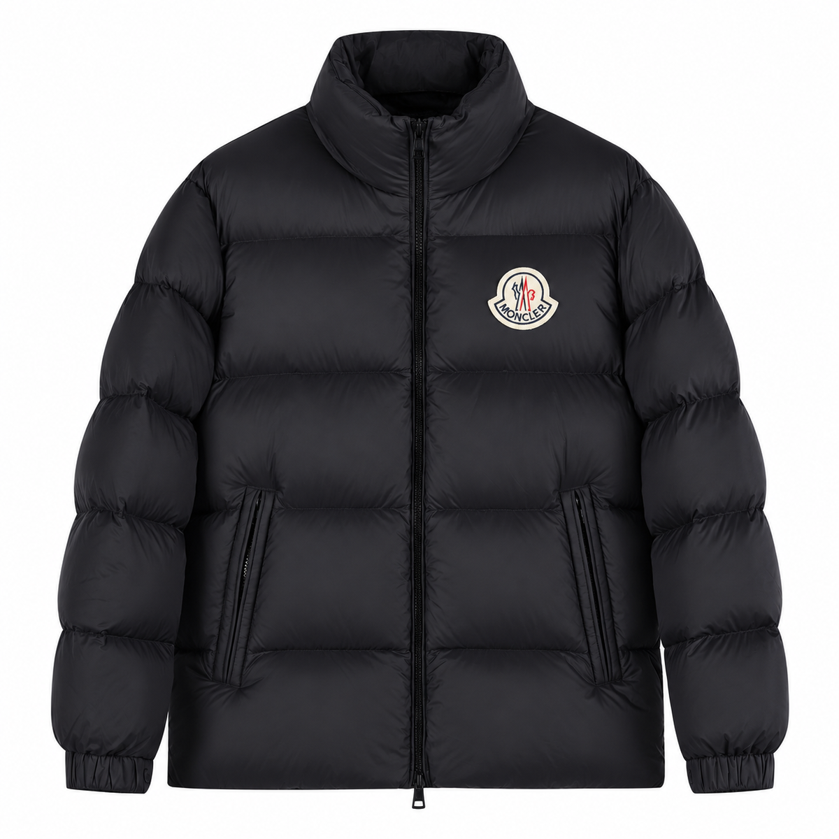 Moncler Big Logo High Collar Puffer Jacket – Black