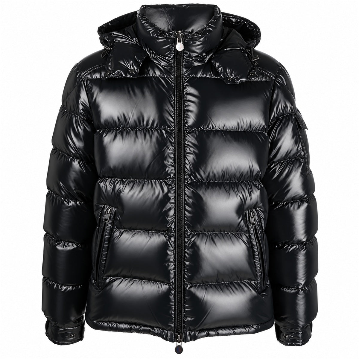 Moncler Glossy Zip Hooded Puffer