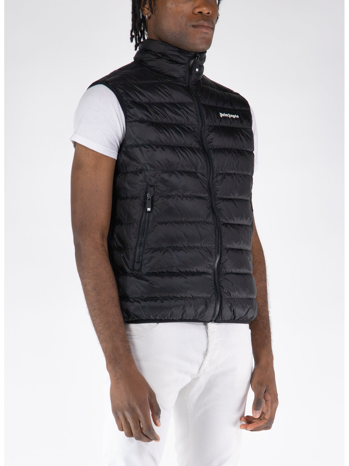Palm Angels Classic Logo Puffer Gilet — Black — view 4