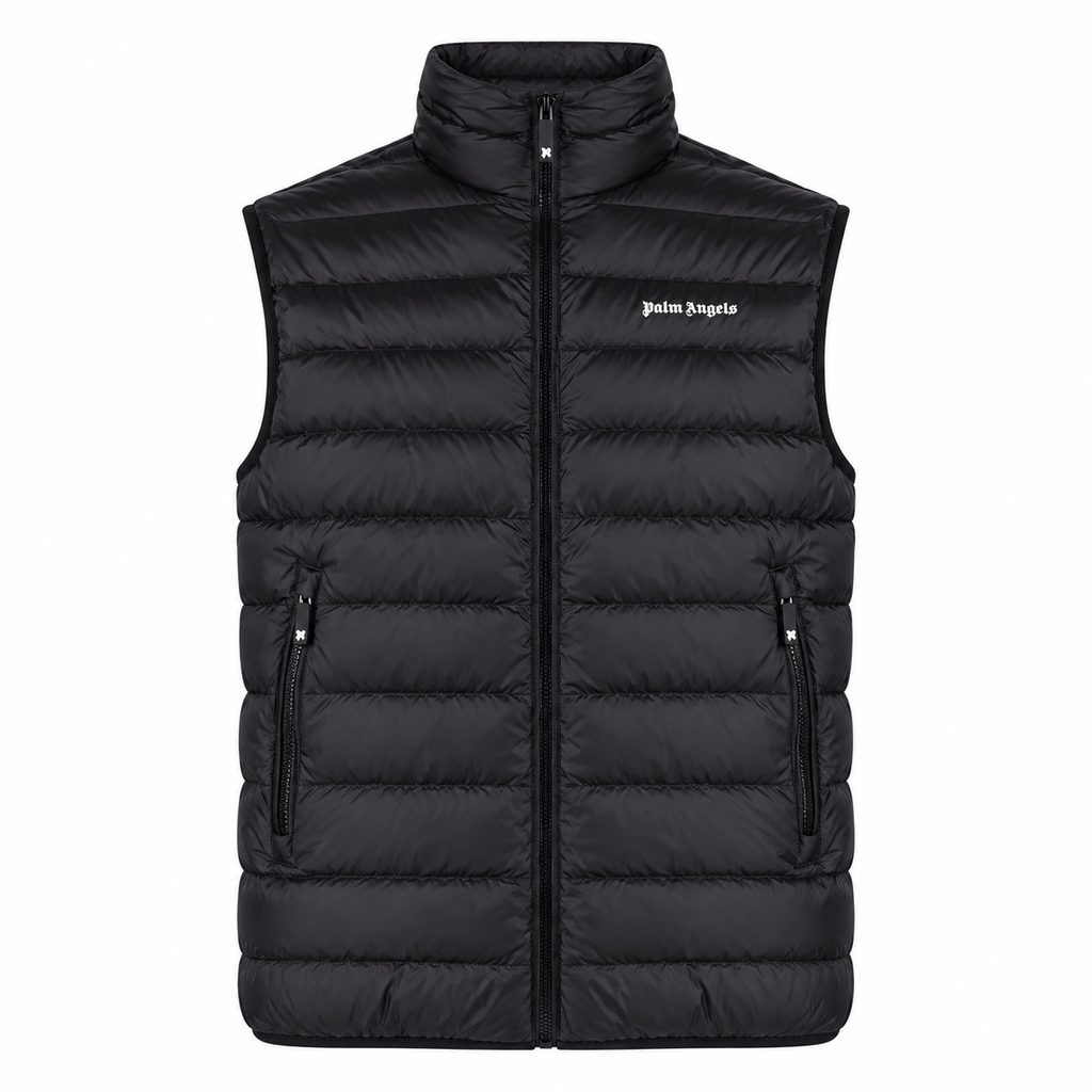 Palm Angels Classic Logo Puffer Gilet — front view, white background
