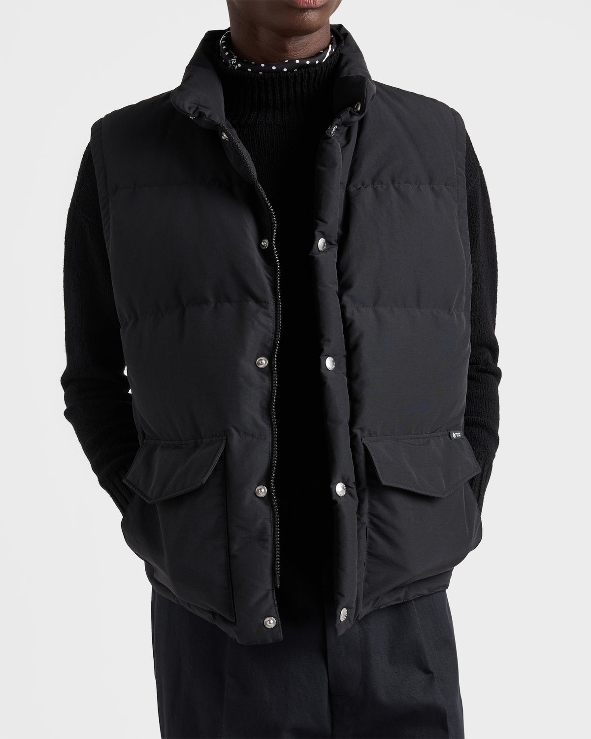 Prada Technical Fabric Down Gilet — Black — view 3