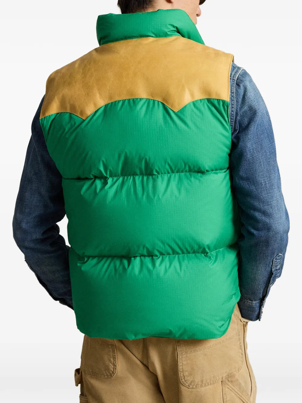 Ralph Lauren Contrast-Panel Ripstop Gilet — Green — view 5